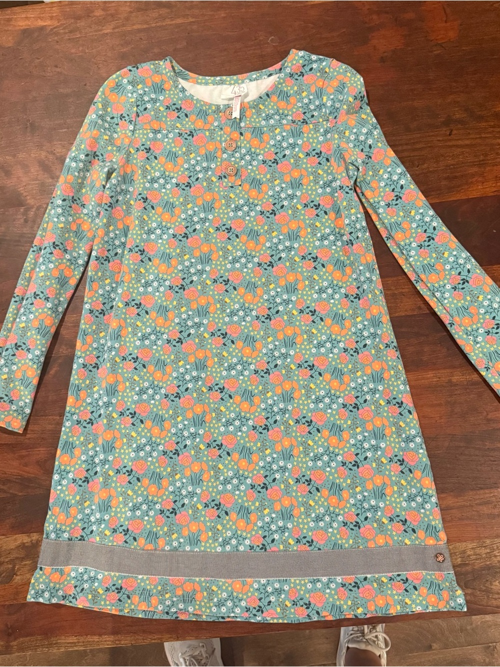 Matilda Jane Girls' Floral Long-Sleeve Dress in Teal and Coral